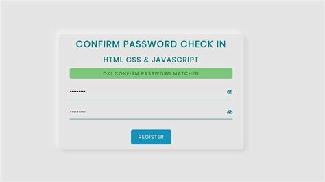 How To Create A Confirm Password Check Using Html Css And Javascript