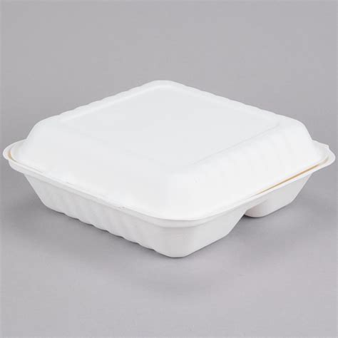 EcoChoice 9 X 9 X 3 Compostable Sugarcane Bagasse 3 Compartment