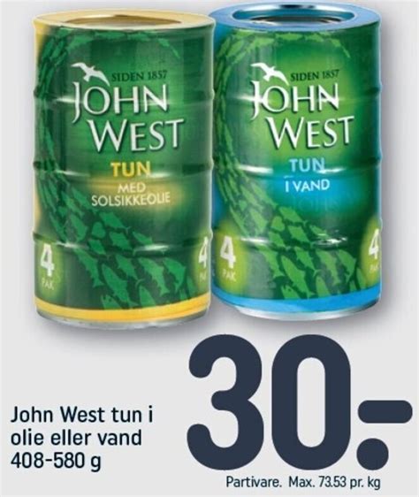 John West Tun I Olie Eller Vand 408 580g Tilbud Hos Rema 1000