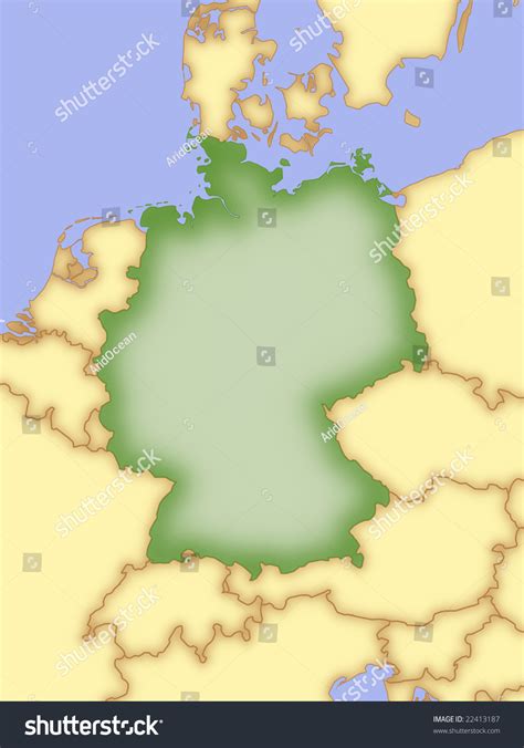 Map Of Germany, With Borders Of Surrounding Countries. Stock Photo ...