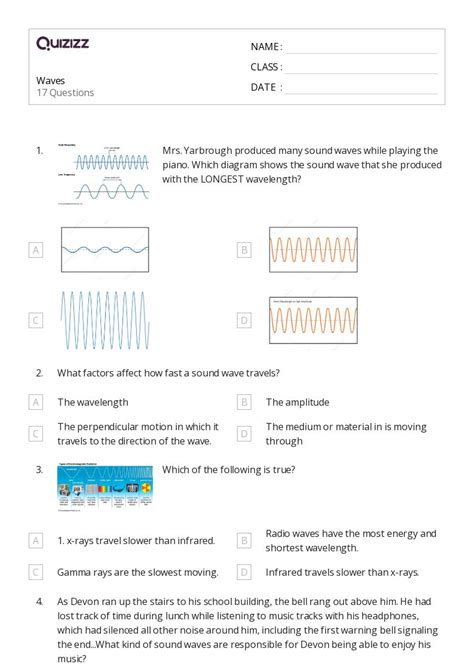 50 Waves Worksheets For 7th Grade On Quizizz Free Printable