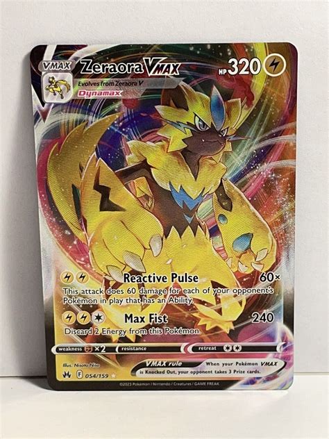 Pokémon TCG Crown Zenith Full Art Ultra Rare Zeraora VMAX 054 159