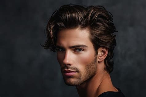 En Un Fondo Oscuro Un Hombre Guapo Con Cabello Saludable Ia Generativa