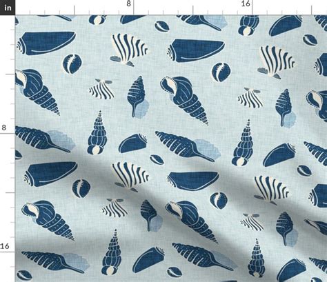 Colorful Fabrics Digitally Printed By Spoonflower Sea Shell Blue In