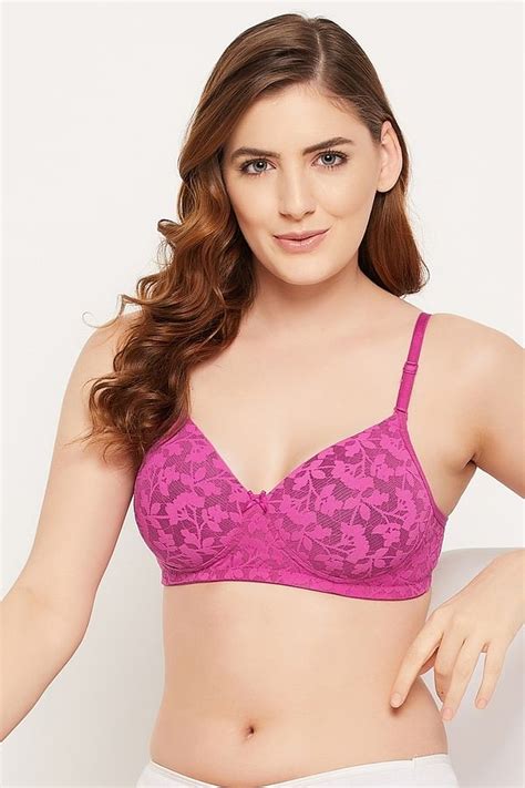 Buy Padded Non Wired Full Cup Multiway Self Patterned Bra In Pink