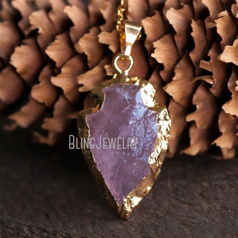 NM24985 Small Rose Quartz Arrowhead Pendant Necklace Gold Plated Chain