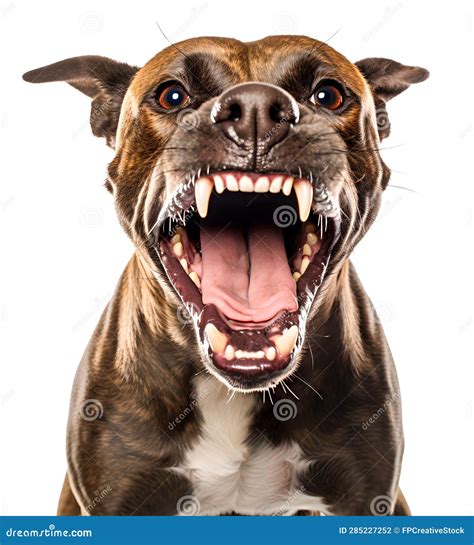 Dangerous Pit Bull Dog Portrait Showing Fangs Stock Illustration