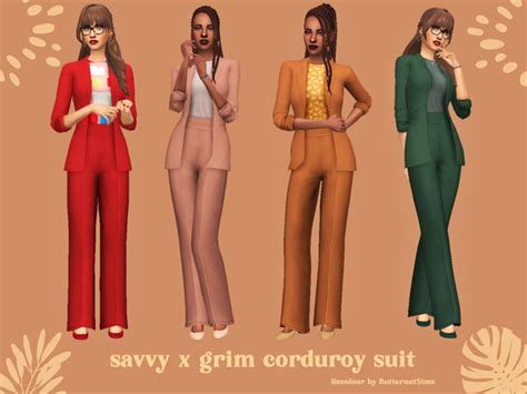 Savvy X Grim Corduroy Suit Faded Springs Sims 4 Sims Sims 4 Clothing