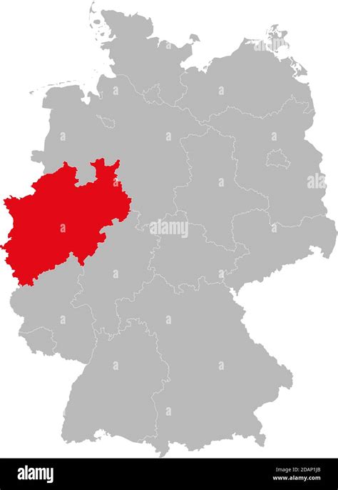 Estado De Renania Del Norte Westfalia Aislado En El Mapa De Alemania