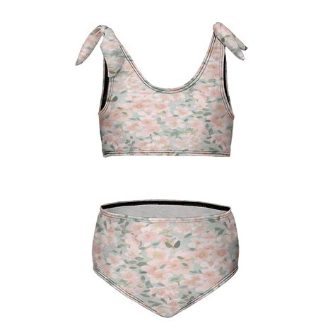 Pink Flower Cherry Blossoms Girl S 2 Piece Bikini Set Beach Sport Swimsuit Swimwear 12 14Y170cm