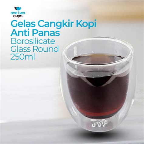 One Two Cups Gelas Cangkir Kopi Anti Panas Borosilicate Glass Round 250