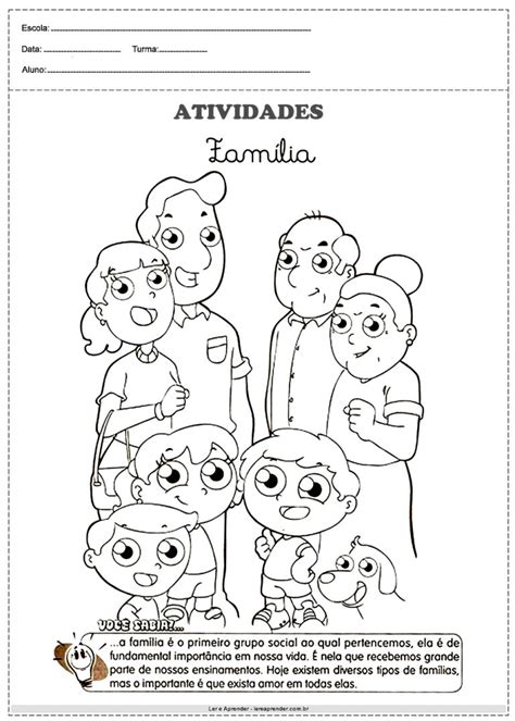 Atividade Dia Da Fam Lia Atividades Educativas Ler E Aprender