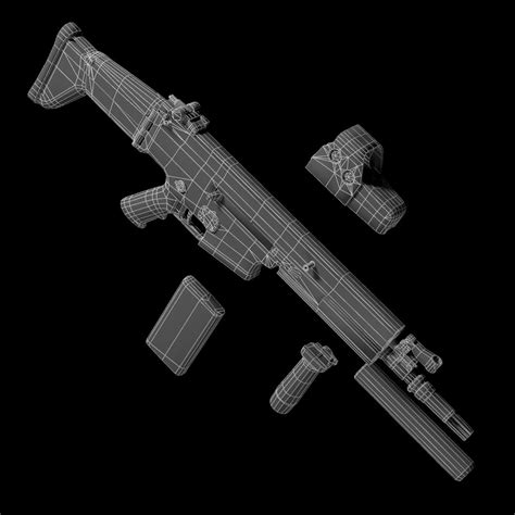 Assault Rifle Fn Scar H Low Poly D Model Fbx Obj Max Free D