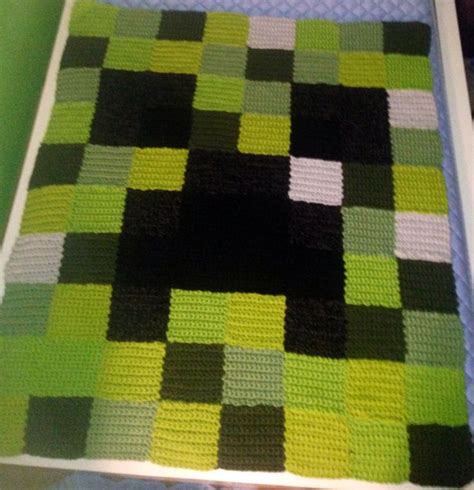 Minecraft Creeper Crochet Triple Thick Blanket Pixel Crochet Crochet