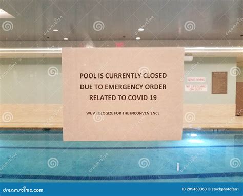 Pool is Closed Due To Covid Sign on Swimming Pool Stock Image - Image ...