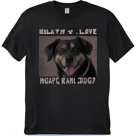 Hyper Realistic Rottweiler T Shirt Design Happy Dog With Heartfelt