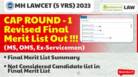 Mh Lawcet 5 Yrs 2023 Revised Final Merit List Out New