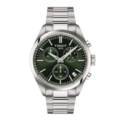tissot pr  chronograph mm mens  green  mappin