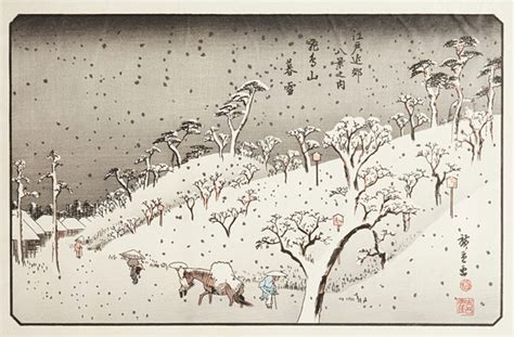 ANDO HIROSHIGE 1798 1858 Efter Evening Snow At Asuka Hill From The