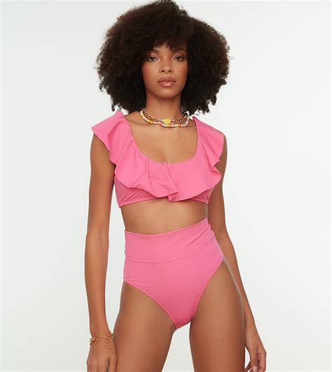 Buy Trendyol High Cut Bikini Brief In Pink Thstreet Qatar