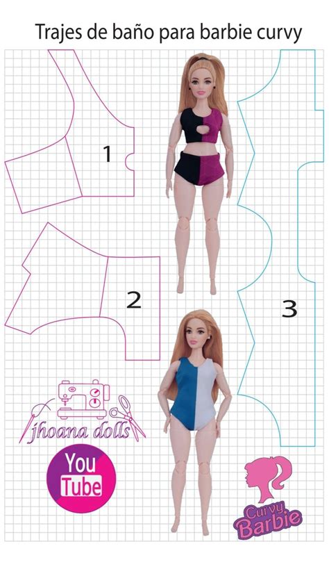 Trajes De Ba O Para Barbie Curvy Coser Ropa De Mu Ecas Patrones De