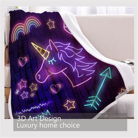 Neon Unicorn Fleece Throw Blanket Unilovers