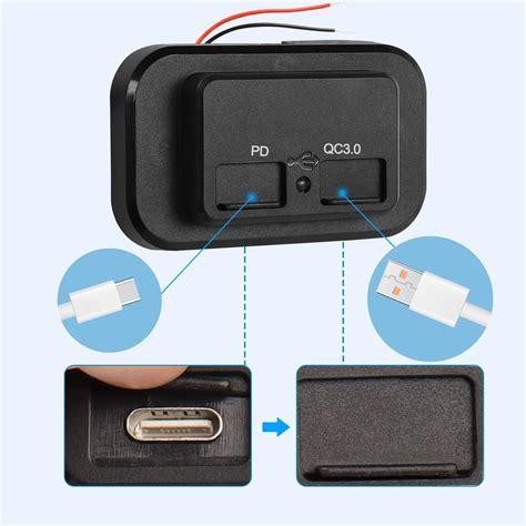 12v 24v Power Adapter Waterproof Dual Type Qc3 0 Usb Quick Charge Pd