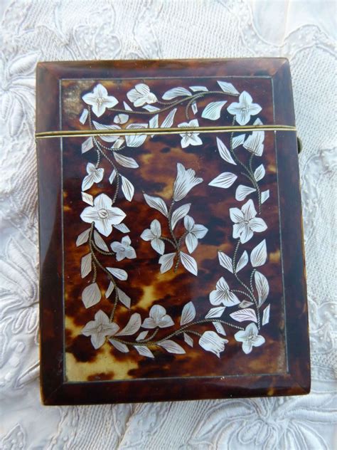 Antique Victorian Faux Tortoiseshell Floral Mother Of Pearl Calling