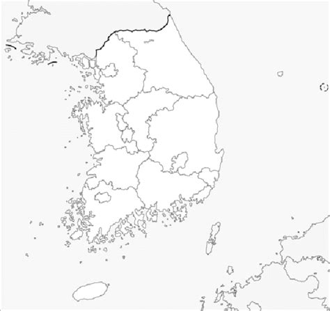 한국의 지도 시트 13 색칠 온라인에서 무료로 다운로드 인쇄 또는 색칠하기