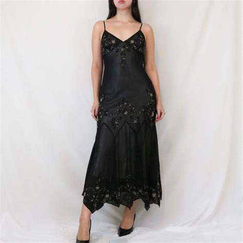 VINTAGE PAPELL BEADED BLACK NUDE FAIRY ANKLE LENGTH Depop