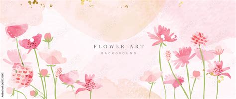 Spring Floral In Watercolor Vector Background Luxury Flower Wallpaper