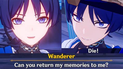 WANDERER After Getting His Memories Back Cutscene Genshin Impact Archon