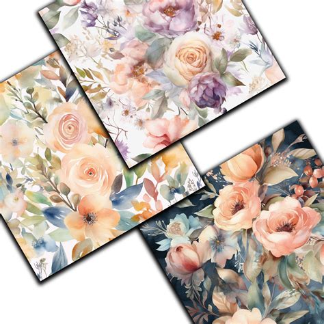 Watercolor Floral Digital Paper Floral Pattern Flower Pattern Scrapbook