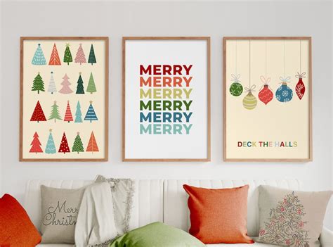 Colorful Christmas Trees Wall Art Print Christmas Printable Modern Christmas Digital Print