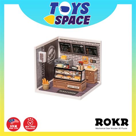 Robotime Rolife Diy Miniature House Kit Super Creator Dw005b Golden Wheat Bakery Shopee Malaysia