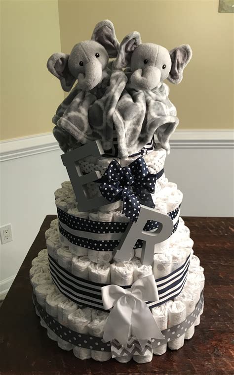 Elephant Diaper Cake For Twins Elephant Diaper Cakes Baby Shower