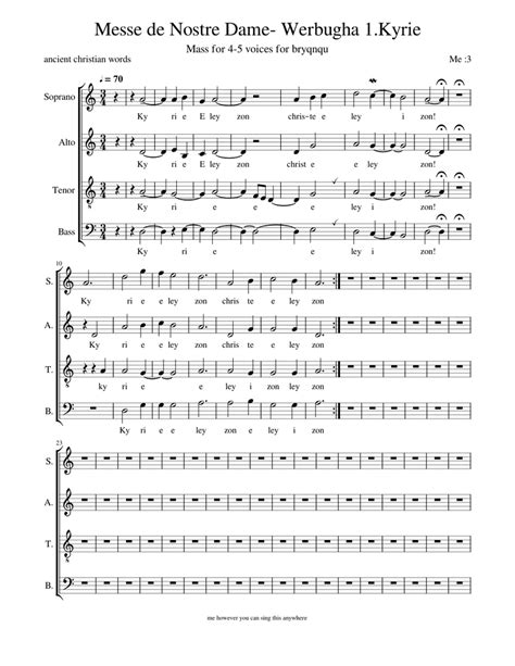 Messe De Notre Dame Werbugha 1 Kyrie Sheet Music For Soprano Alto