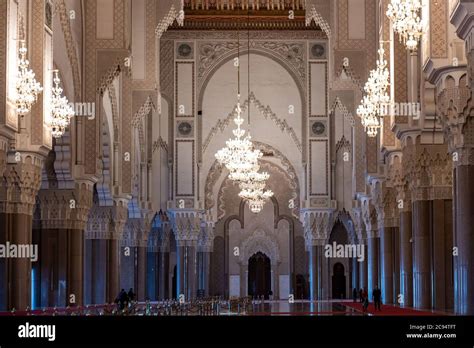 Interior Of King Hassan II Mosque In Casablanca Morocco Stock Photo