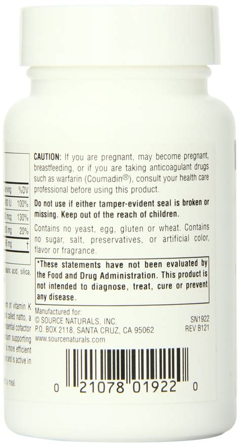 SOURCE NATURALS Vitamin K2 100 Mcg Tablet 60 Count; ** Visit the image ...