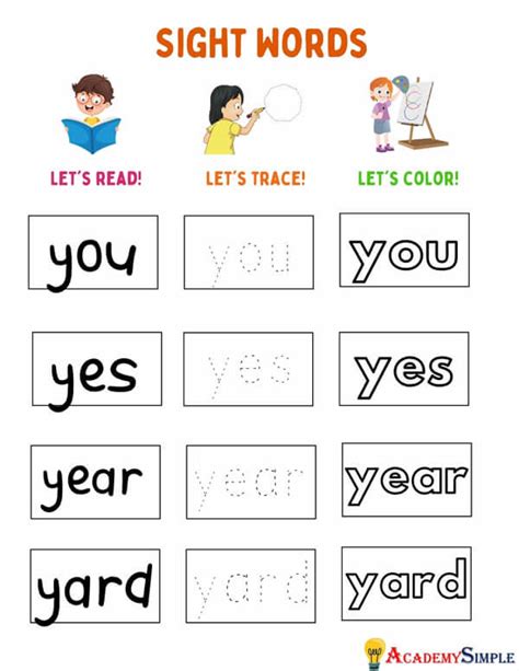 Reading Tracing And Coloring Sight Words Sight Words With The Letter