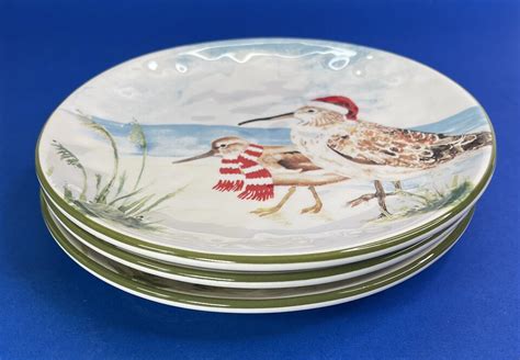 Pier Imports Dolomite Plates Sandpipers On Beach Christmas Hand