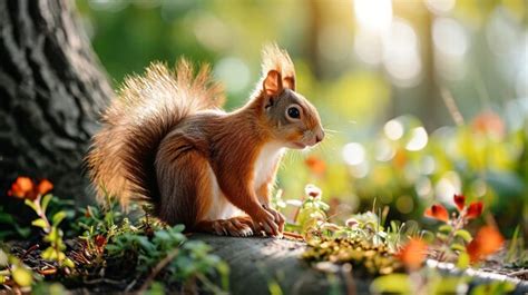 Premium Photo Closeup Of A Squirrel In The Park Forest