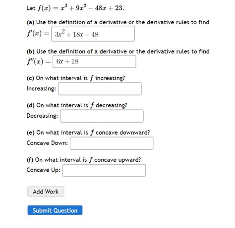 Solved Let F X X3 9x2−48x 23 A Use The Definition Of A