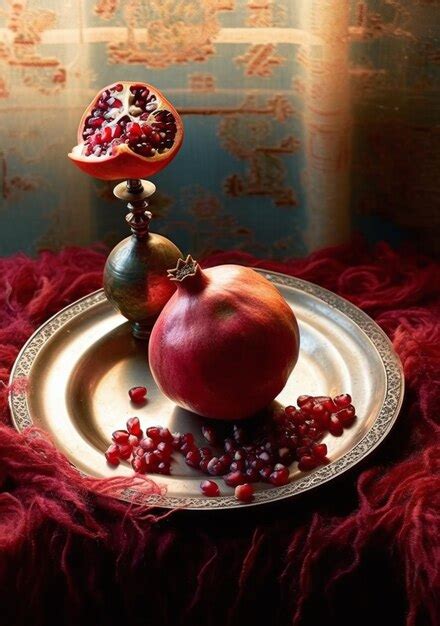 Premium Ai Image Illustration With Pomegranate Iranian Yalda Night