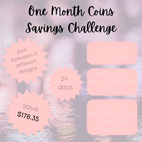 One Month Coins Saving Challenge Save Your Pennies Nickels Dimes And