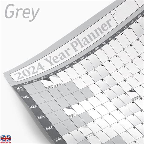 2024 Yearly Planner Annual Wall Chart Year Grelly Uk