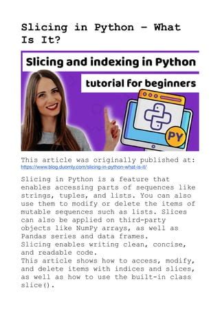 Slicing In Python What Is It PDF