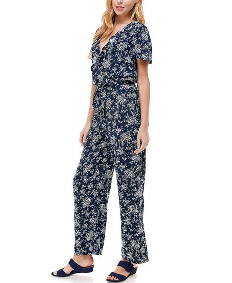 Kingston Grey Juniors Ruffled Floral Print Jumpsuit Macys