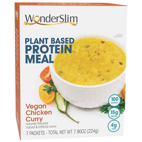 Wonderslim Plant Based Protein Meal Vegan Chik N Curry 100 Calories 15g Protein 4g Fiber