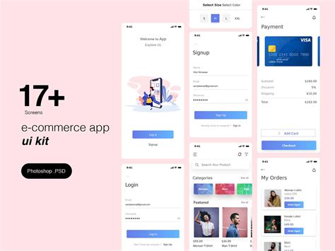 Free E Commerce App Ui Kit Template Psd